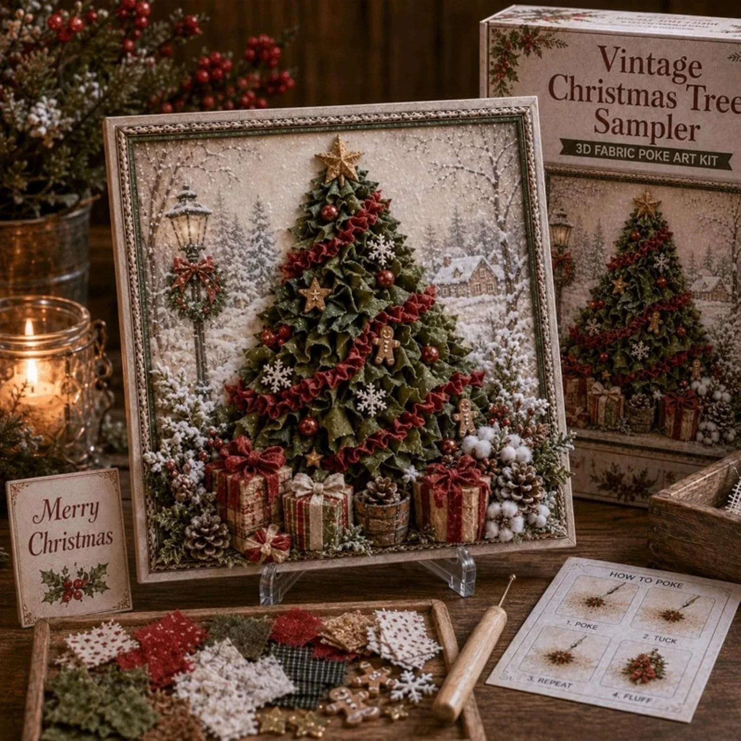Vintage Christmas Fabric Poke  - đánh giá và giá Art Craft Kit